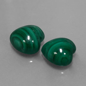 캐럿 천연 여러 가지 빛깔의 녹색 말라카이트 보석, 하트 모양, 9.1×9.1 mm, 불투명체