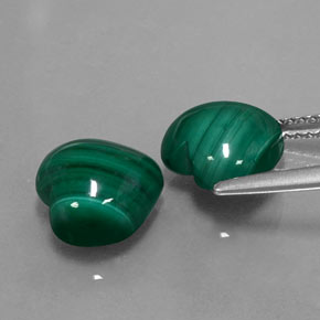 캐럿 천연 여러 가지 빛깔의 녹색 말라카이트 보석, 하트 모양, 9.1×9.1 mm, 불투명체