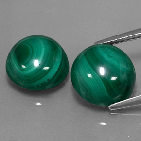 캐럿 천연 여러 가지 빛깔의 녹색 말라카이트 보석, 라운드 컷, 9.83 mm, 불투명체