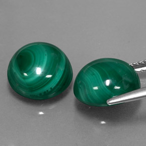 캐럿 천연 여러 가지 빛깔의 녹색 말라카이트 보석, 라운드 컷, 9.83 mm, 불투명체
