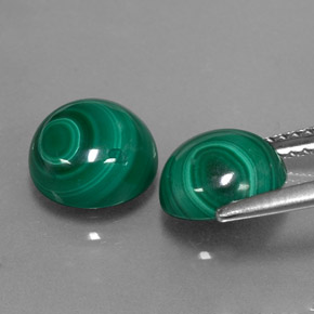 캐럿 천연 여러 가지 빛깔의 녹색 말라카이트 보석, 라운드 컷, 8.14 mm, 불투명체