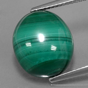10.31캐럿 천연 여러 가지 빛깔의 녹색 말라카이트, 타원형 컷, 13.8×12 mm, 불투명체
