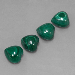 캐럿 천연 여러 가지 빛깔의 녹색 말라카이트 보석, 하트 모양, 9.1×9 mm, 불투명체