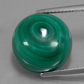 15.44캐럿 천연 여러 가지 빛깔의 녹색 말라카이트, 라운드 컷, 14.14 mm, 불투명체