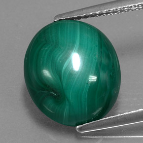 8.54캐럿 천연 여러 가지 빛깔의 녹색 말라카이트, 타원형 컷, 12.6×11.1 mm, 불투명체