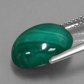 8.54캐럿 천연 여러 가지 빛깔의 녹색 말라카이트, 타원형 컷, 12.6×11.1 mm, 불투명체