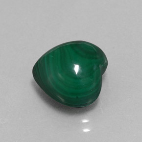 7.65캐럿 천연 여러 가지 빛깔의 녹색 말라카이트, 하트 모양, 11×10.9 mm, 불투명체