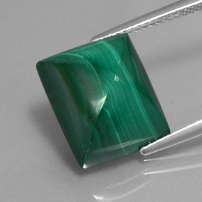 12.49캐럿 천연 여러 가지 빛깔의 녹색 말라카이트, 바게트, 13.2×11.2 mm, 불투명체