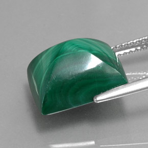 12.49캐럿 천연 여러 가지 빛깔의 녹색 말라카이트, 바게트, 13.2×11.2 mm, 불투명체
