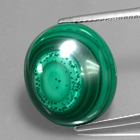 17.83캐럿 천연 여러 가지 빛깔의 녹색 말라카이트, 타원형 컷, 17×15.1 mm, 불투명체
