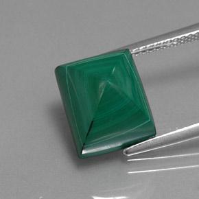 10.87캐럿 천연 여러 가지 빛깔의 녹색 말라카이트, 바게트, 11.3×9.2 mm, 불투명체