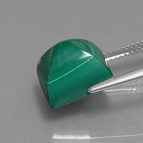 10.87캐럿 천연 여러 가지 빛깔의 녹색 말라카이트, 바게트, 11.3×9.2 mm, 불투명체