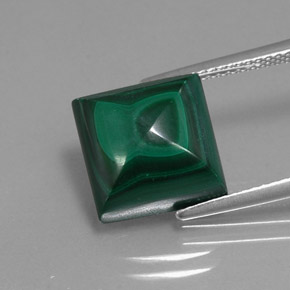 10.66캐럿 천연 여러 가지 빛깔의 녹색 말라카이트, 스퀘어, 11.2×11.2 mm, 불투명체