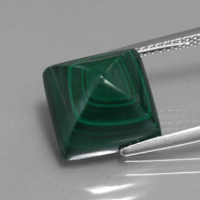 10.81캐럿 천연 여러 가지 빛깔의 녹색 말라카이트, 스퀘어, 11.2×11.1 mm, 불투명체