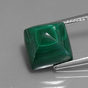 10.70캐럿 천연 여러 가지 빛깔의 녹색 말라카이트, 스퀘어, 10.9×10.9 mm, 불투명체