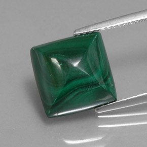 10.03캐럿 천연 여러 가지 빛깔의 녹색 말라카이트, 스퀘어, 11.3×11.1 mm, 불투명체