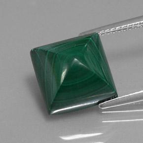 10.59캐럿 천연 미디엄 그린 말라카이트, 스퀘어, 11.1×11 mm, 불투명체