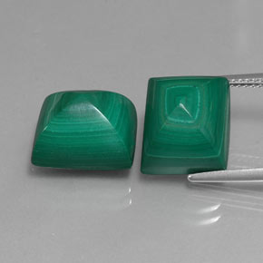 캐럿 천연 여러 가지 빛깔의 녹색 말라카이트 보석, 바게트, 12.1×10.2 mm, 불투명체