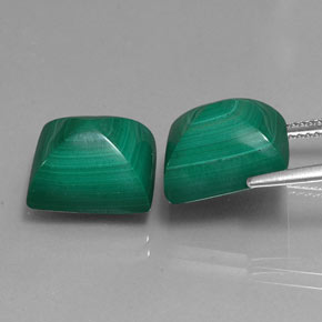 캐럿 천연 여러 가지 빛깔의 녹색 말라카이트 보석, 바게트, 12.1×10.2 mm, 불투명체