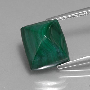 9.52캐럿 천연 여러 가지 빛깔의 녹색 말라카이트, 바게트, 11.7×10.1 mm, 불투명체
