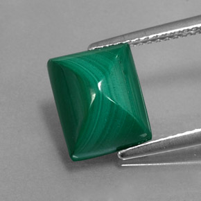 5.66캐럿 천연 여러 가지 빛깔의 녹색 말라카이트, 바게트, 10.1×8.2 mm, 불투명체