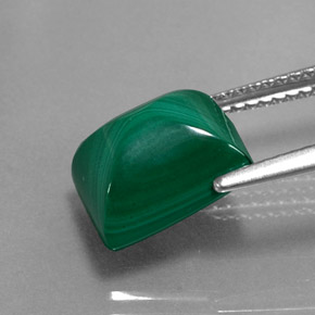 5.66캐럿 천연 여러 가지 빛깔의 녹색 말라카이트, 바게트, 10.1×8.2 mm, 불투명체