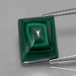 9.15캐럿 천연 여러 가지 빛깔의 녹색 말라카이트, 바게트, 12.2×10.1 mm, 불투명체