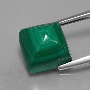 9.86캐럿 천연 여러 가지 빛깔의 녹색 말라카이트, 스퀘어, 12.2×10.1 mm, 불투명체