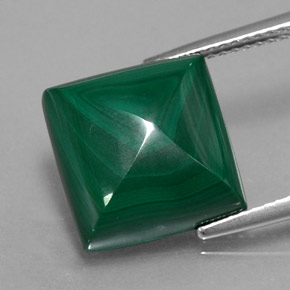 12.37캐럿 천연 여러 가지 빛깔의 녹색 말라카이트, 스퀘어, 12.2×12.2 mm, 불투명체