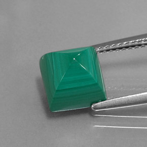 4.51캐럿 천연 여러 가지 빛깔의 녹색 말라카이트, 스퀘어, 8.1×7.9 mm, 불투명체