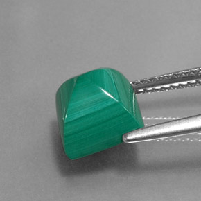 4.51캐럿 천연 여러 가지 빛깔의 녹색 말라카이트, 스퀘어, 8.1×7.9 mm, 불투명체