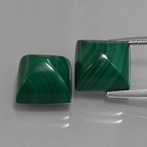 캐럿 천연 여러 가지 빛깔의 녹색 말라카이트 보석, 스퀘어, 10×9.9 mm, 불투명체