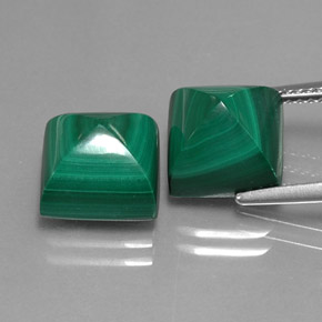 캐럿 천연 여러 가지 빛깔의 녹색 말라카이트 보석, 스퀘어, 9.2×9.2 mm, 불투명체