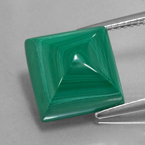 11.21캐럿 천연 여러 가지 빛깔의 녹색 말라카이트, 스퀘어, 11.2×11.1 mm, 불투명체