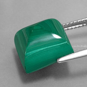 11.21캐럿 천연 여러 가지 빛깔의 녹색 말라카이트, 스퀘어, 11.2×11.1 mm, 불투명체