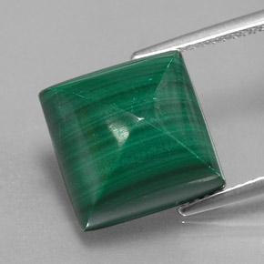 15.78캐럿 천연 여러 가지 빛깔의 녹색 말라카이트, 스퀘어, 12.2×12.1 mm, 불투명체