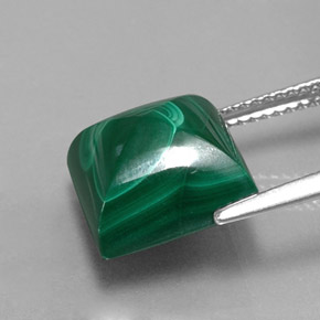 11.07캐럿 천연 여러 가지 빛깔의 녹색 말라카이트, 스퀘어, 11.3×11.2 mm, 불투명체