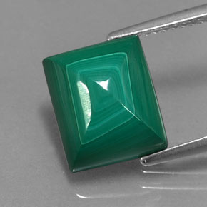 6.19캐럿 천연 여러 가지 빛깔의 녹색 말라카이트, 바게트, 10.9×9.2 mm, 불투명체