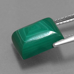 6.19캐럿 천연 여러 가지 빛깔의 녹색 말라카이트, 바게트, 10.9×9.2 mm, 불투명체