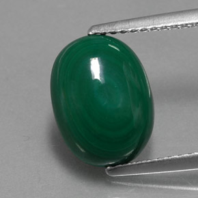 4.40캐럿 천연 여러 가지 빛깔의 녹색 말라카이트, 타원형 컷, 11.2×8.3 mm, 불투명체