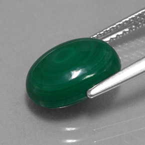 4.40캐럿 천연 여러 가지 빛깔의 녹색 말라카이트, 타원형 컷, 11.2×8.3 mm, 불투명체