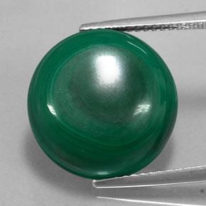 16.58캐럿 천연 여러 가지 빛깔의 녹색 말라카이트, 라운드 컷, 15.22 mm, 불투명체