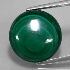 15.28캐럿 천연 여러 가지 빛깔의 녹색 말라카이트, 라운드 컷, 15.02 mm, 불투명체