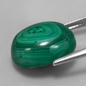 17.27캐럿 천연 여러 가지 빛깔의 녹색 말라카이트, 타원형 컷, 16.1×13.2 mm, 불투명체
