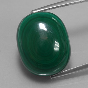 19.51캐럿 천연 여러 가지 빛깔의 녹색 말라카이트, 타원형 컷, 17.1×13.8 mm, 불투명체