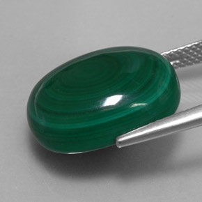 19.51캐럿 천연 여러 가지 빛깔의 녹색 말라카이트, 타원형 컷, 17.1×13.8 mm, 불투명체
