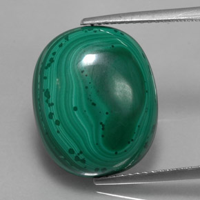 17.63캐럿 천연 여러 가지 빛깔의 녹색 말라카이트, 타원형 컷, 17×14 mm, 불투명체