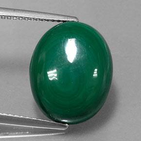 13.11캐럿 천연 여러 가지 빛깔의 녹색 말라카이트, 타원형 컷, 15.2×12.1 mm, 불투명체