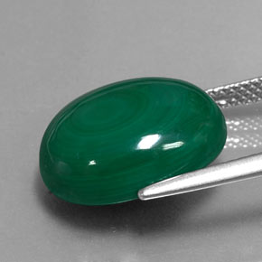 13.11캐럿 천연 여러 가지 빛깔의 녹색 말라카이트, 타원형 컷, 15.2×12.1 mm, 불투명체