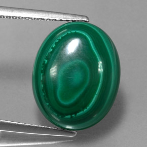 12.98캐럿 천연 여러 가지 빛깔의 녹색 말라카이트, 타원형 컷, 15×12.2 mm, 불투명체